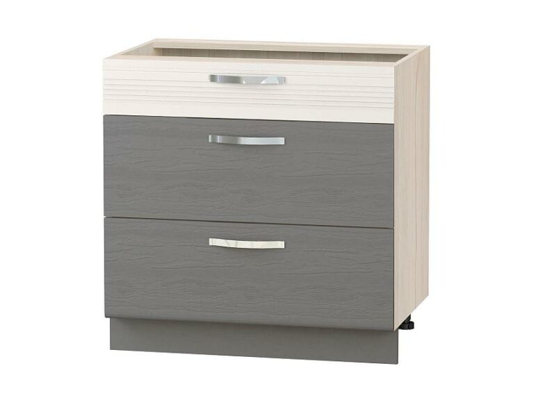 Напольный шкаф (3 ящика с системой плавного закрывания) Графит 74.92